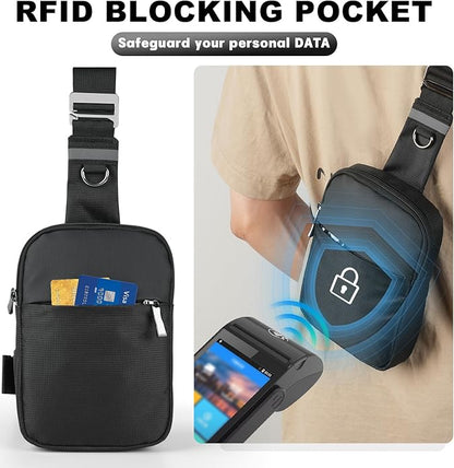 BROADREAM Mini Sling Bag for Men Women Small Crossbody Backpack Shoulder Bags with RFID & Waterproof for Hiking Trave Running