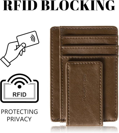 Toughergun Slim Wallet for Men RFID Blocking Money Clip, Minimalist Front Pocket Credit Card Holder, Magnetic Thin Mens Wallets with ID Window