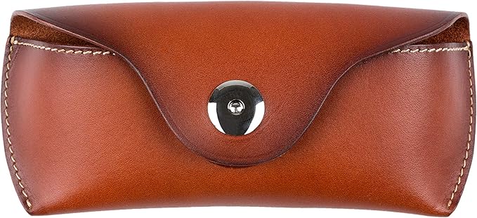 ZLYC Unisex Semi Hard Genuine Leather Eyeglass Case With Belt Loop for Prescription Eyeglasses & Standard Sized Sunglasses