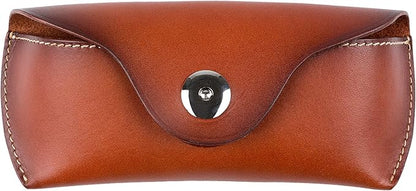 ZLYC Unisex Semi Hard Genuine Leather Eyeglass Case With Belt Loop for Prescription Eyeglasses & Standard Sized Sunglasses