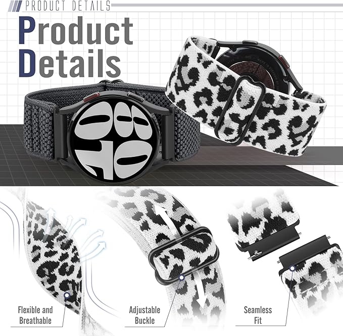 Runostrich 22mm Quick Release Elastic Band Compatible with Samsung Galaxy Watch 3 45mm/Garmin Venu 4 45mm/3 45mm/Venu 2/Vivoactive 4/Forerunner 570(47mm)/255/265/Amazfit Helio/Bip 6/5/Balance 2