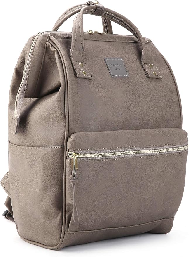 Kah&Kee Leather Backpack for Women and Men 15-inch Laptop Bag | Teacher Professional, Diaper Bag Backpack, Ideal for Work, School, Nurse, College & Travel (Dark Gray, Medium)