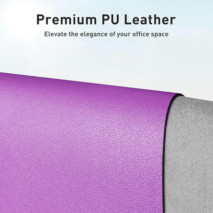 Aothia Faux Leather Desk Mat – Large Mouse Pad, Non-Slip PU Leather Blotter, Waterproof Writing Surface for Office and Home (Iris Violet, 47.2" x 23.6")