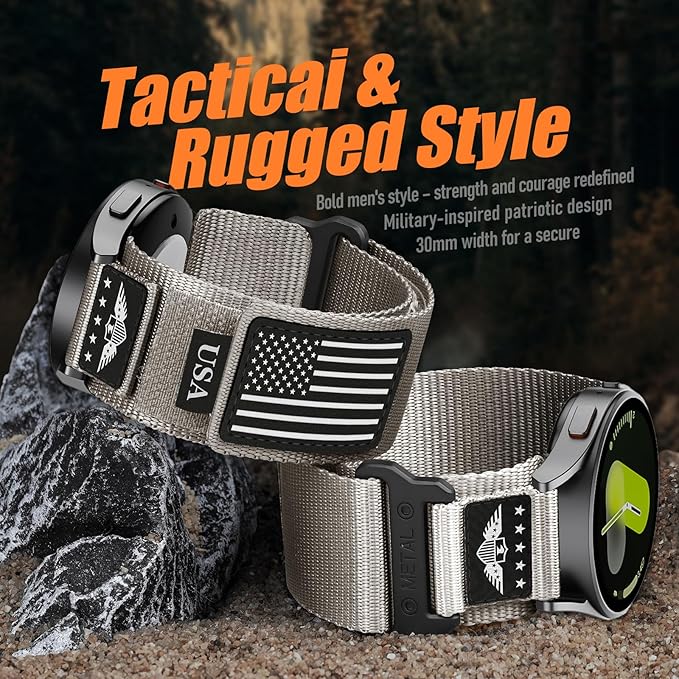22mm Band Compatible with Samsung Galaxy Watch 3 Band 45mm/Galaxy Watch 46mm/Gear S3 Frontier/Classic for Men,Rugged Fabric Nylon Strap for Garmin Venu 3 2/Vivoactive 4/Forerunner 265/255,S