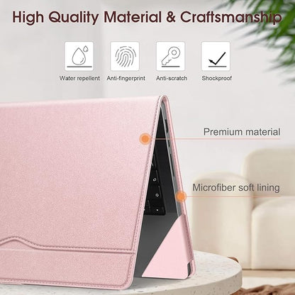 Fintie Sleeve Case for MacBook Pro 14 Inch A3427 A3426 A3434 A3401 A3185 A3112 A2992 A2918 A2779 A2442 (2026-2021), PU Leather Folio Cover for MacBook Pro 14" M5/M4/M3/M2/M1, Rose Gold
