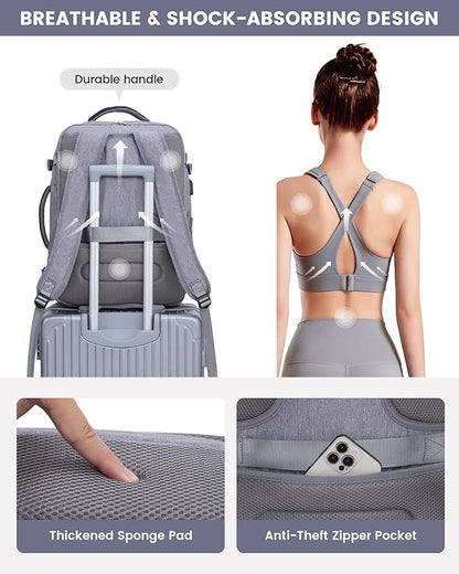 LOVEVOOK Large Travel Backpack for Women, 50L Carry on Backpack Airplane Approved, TSA Personal Item Travel Bag for Women fits 18" Laptop, Waterproof Carry on Bags for airplanes with 3 Packing Cubes