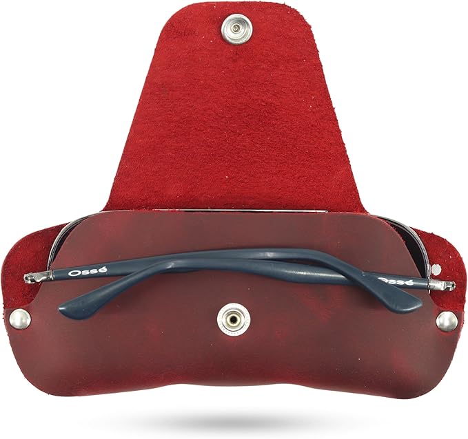Toprank Leather Eyeglass Case - Handmade Slim Sunglasses Holder, Genuine and Universal Fit for Men and Women