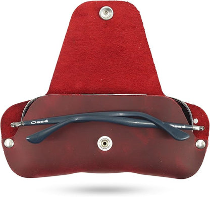 Toprank Leather Eyeglass Case - Handmade Slim Sunglasses Holder, Genuine and Universal Fit for Men and Women