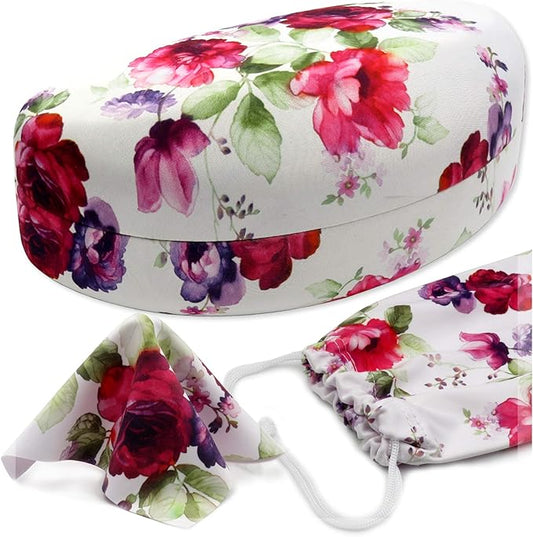 MyEyeglassCase® Large Hard Sunglasses Case | fits Large curved Sunglasses, with microfiber bag and cleaning cloth