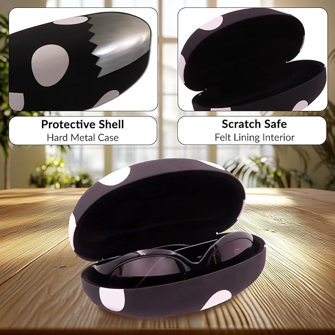 MyEyeglassCase® Large Hard Sunglasses Case | fits Large curved Sunglasses, with microfiber bag and cleaning cloth