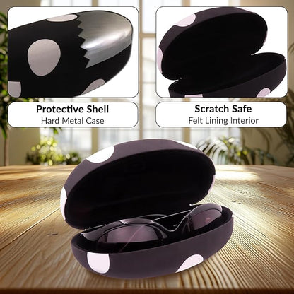MyEyeglassCase® Large Hard Sunglasses Case | fits Large curved Sunglasses, with microfiber bag and cleaning cloth