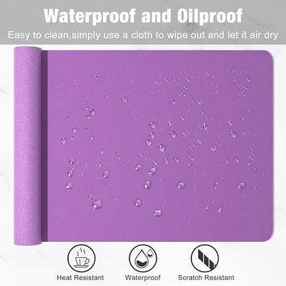 Hsurbtra Desk Pad, 35.5" x 17" PU Leather Desk Mat, XXL Extended Mouse Pad, Waterproof Desktop Blotter Protector, Non-Slip Ultra Thin Large Laptop Keyboard Writing Mat for Office Home, Purple