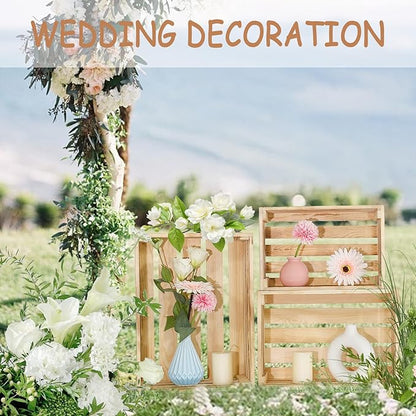 Wooden Crates for Display 5 Pack Wood Storage Crate for Home Rustic Nested Crates with Handles, Farmhouse Wooden Basket for Storage Container and Decorations XL