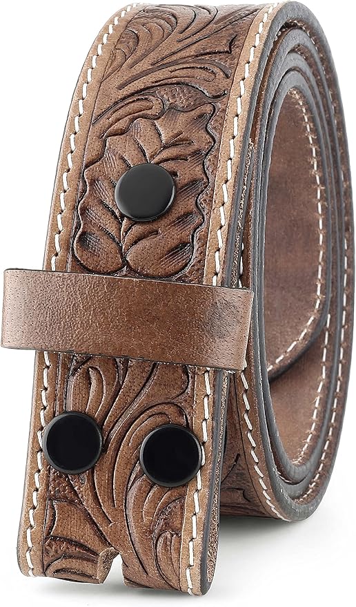 F&L CLASSIC Western Belt without buckle for men – Full Grain Leather Cowboy Belts for jeans - One Piece Leather strap belt