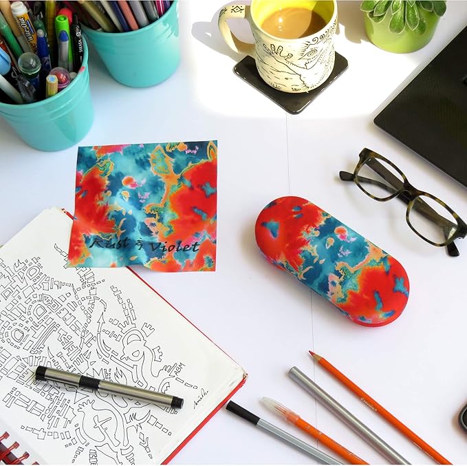 MyEyeglassCase Hard Shell Glasses case, Medium Eyeglasses Holder, Easy Open Lip for Men Women, Portable Sleeve Pouch & Cloth