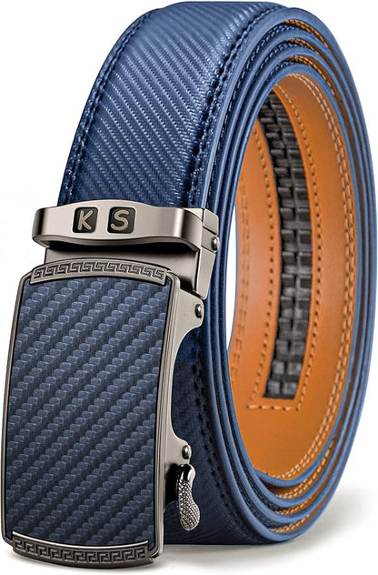 KEMISANT Belt Men, Sliding Ratchet Belt Genuine Leather For Gift Mens Dress Pants Oxfords,Size Adjustable