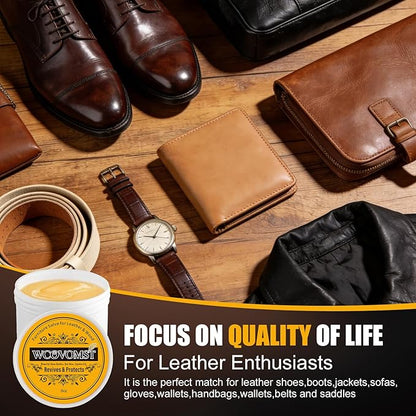 Leather Cleaner and Conditioner, Leather Repair Balm & Recoloring Cream, Furniture Salve for Leather Couch, Car Seat, Bag & Boot, Natural Formula Prevents Cracking, Fading & Water Stains - 8OZ