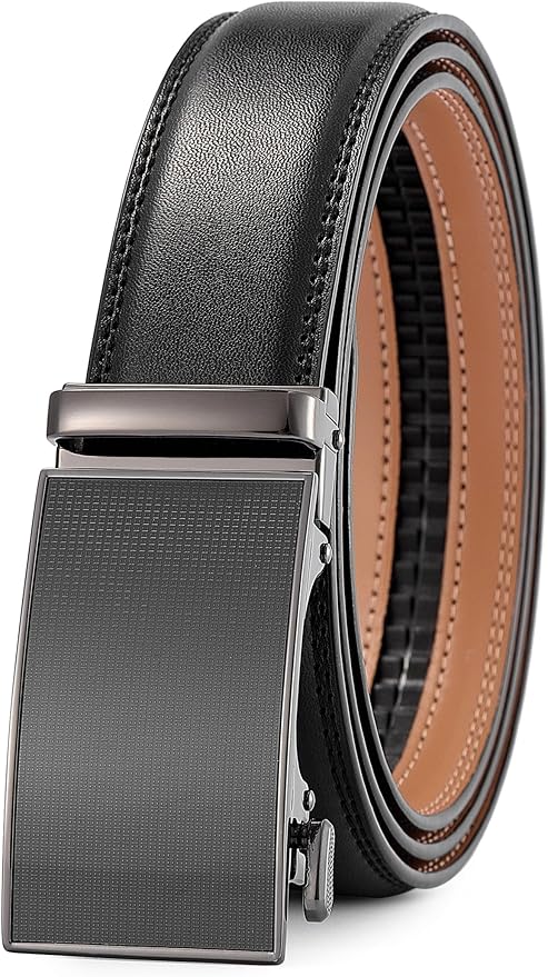 Lingli Men's Belt,Ratchet Dress Belt with Automatic Buckle Brown/Black-Trim to Fit-35mm wide