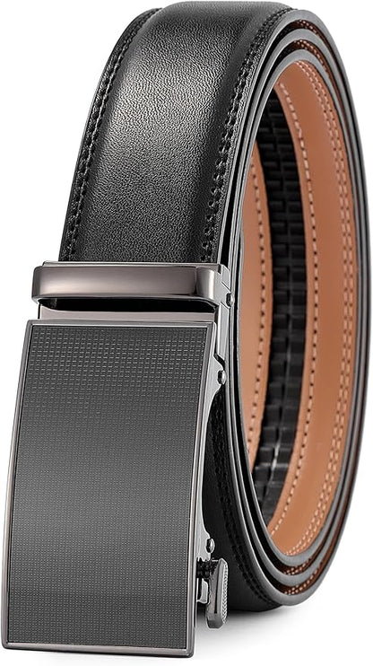 Lingli Men's Belt,Ratchet Dress Belt with Automatic Buckle Brown/Black-Trim to Fit-35mm wide