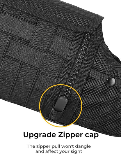 Upgraded Sun Visor Organizer Compatible with Wrangler JK 2007-2009, Multi-Pocket Net Zipper Visor Storage Cover, Molle Webbing Holder Pouch