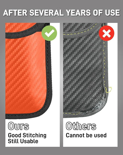 Upgraded Faraday Bag for Key Fob (2 Pack), Premium Faraday Key Fob Protector– Car RFID Signal Blocking, Car Security Protection, Anti-Theft Pouch, Anti-Hacking Case Blocker Orange