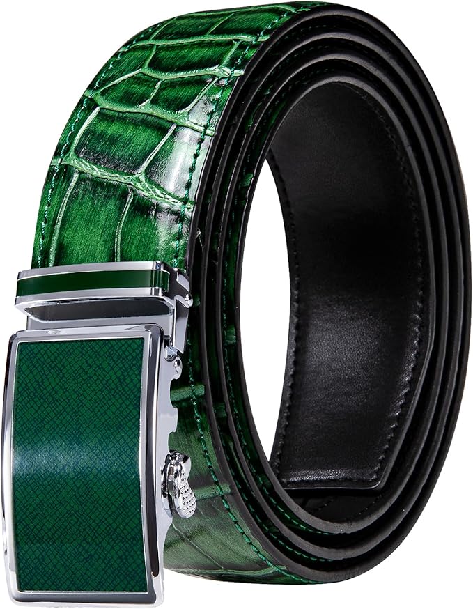 Dubulle Designer Ratchet Belt for Men Leather Fashion Adjustable Automatic Buckle Sliding Removable Dress Casual