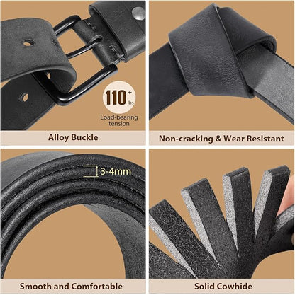 Men's Leather Belt Full Grain Leather Belts for Men Handmade Real Solid Top-Grain Leather Heavy-Duty Work Belt Gifts
