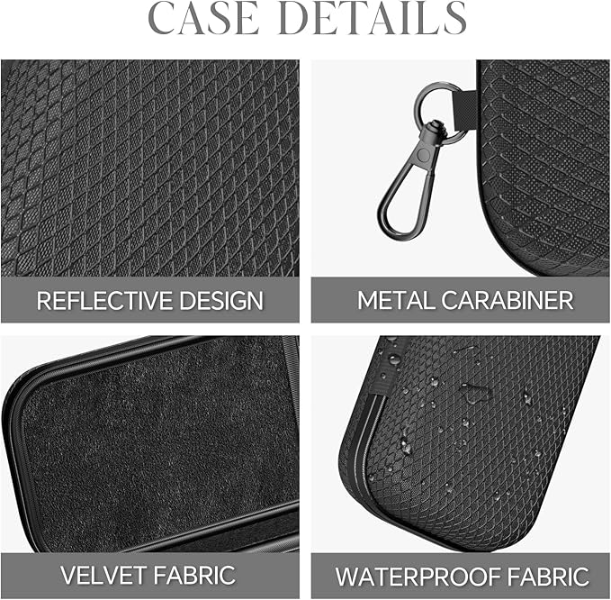 Double Eyeglasses Case Dual Sunglasses Case Hard Shell Glasses Case with Clip Metal Carabiner Travel