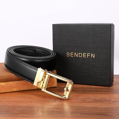 SENDEFN Men's Leather Dress Casual Belt 1 3/8" Automatic Adjustable Click Buckle Belts with Gift Box