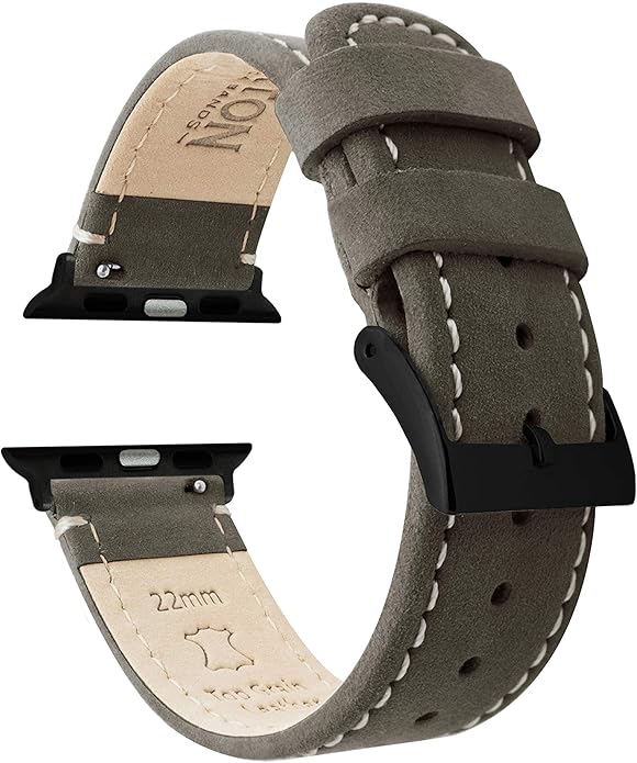 BARTON WATCH BANDS - Top Grain Leather Watch Bands Compatible with Apple Watch Models - 1, 2, 3, 4, 5, 6, 7, 8, 9, 10, SE, Ultra & Ultra 2