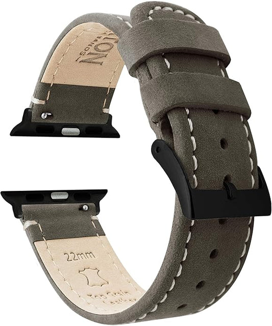 BARTON WATCH BANDS - Top Grain Leather Watch Bands Compatible with Apple Watch Models - 1, 2, 3, 4, 5, 6, 7, 8, 9, 10, SE, Ultra & Ultra 2
