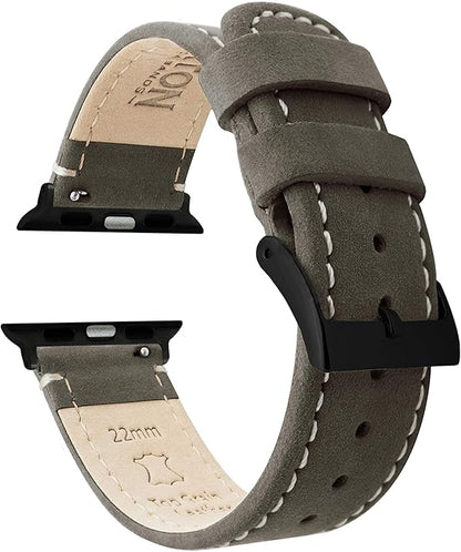 BARTON WATCH BANDS - Top Grain Leather Watch Bands Compatible with Apple Watch Models - 1, 2, 3, 4, 5, 6, 7, 8, 9, 10, SE, Ultra & Ultra 2