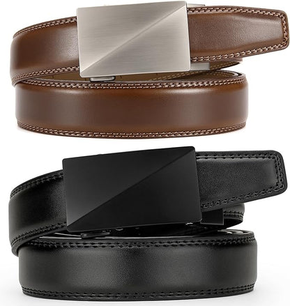 CHAOREN Mens Dress Belt Leather 2 Pack - Mens Ratchet Belt for Dress Shirt and Pants Every Occasion (32mm)