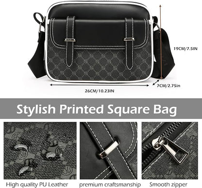 Crossbody Bag for Mens, Pu leather Cross Body Purse, Multi Pocket Shoulder Bag Messenger Bag for Travel Work Daily