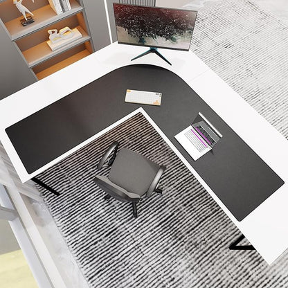 Cacoy 66.9" x 61.8" x 19.7" Black PU Leather L Shaped Desk Pad Blotter, 67-inch Large Corner Computer Table Mat for Home Office Workspace, Waterproof Executive Office Desk Protector L-Shaped Mouse Pad