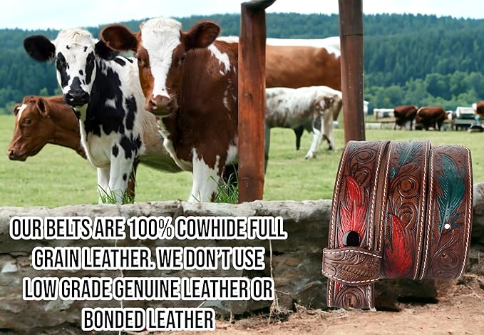 F&L CLASSIC Western Belt without buckle for men – Full Grain Leather Cowboy Belts for jeans - One Piece Leather strap belt