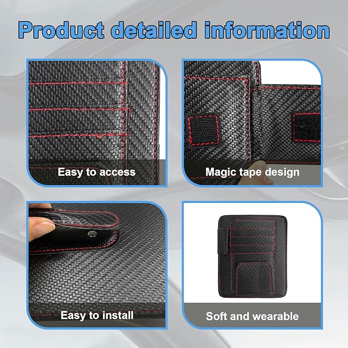 Augeny 2 PCS Car Sun Visor Organizer, Auto Visor Organizer and Storage, Registration and Document Holder, Vehicle Accessories for Sunglasses Document Card Pen Driver License (Carbon Fiber Red Line)