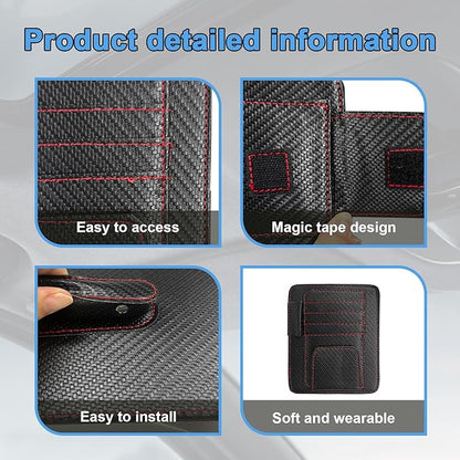 Augeny 2 PCS Car Sun Visor Organizer, Auto Visor Organizer and Storage, Registration and Document Holder, Vehicle Accessories for Sunglasses Document Card Pen Driver License (Carbon Fiber Red Line)