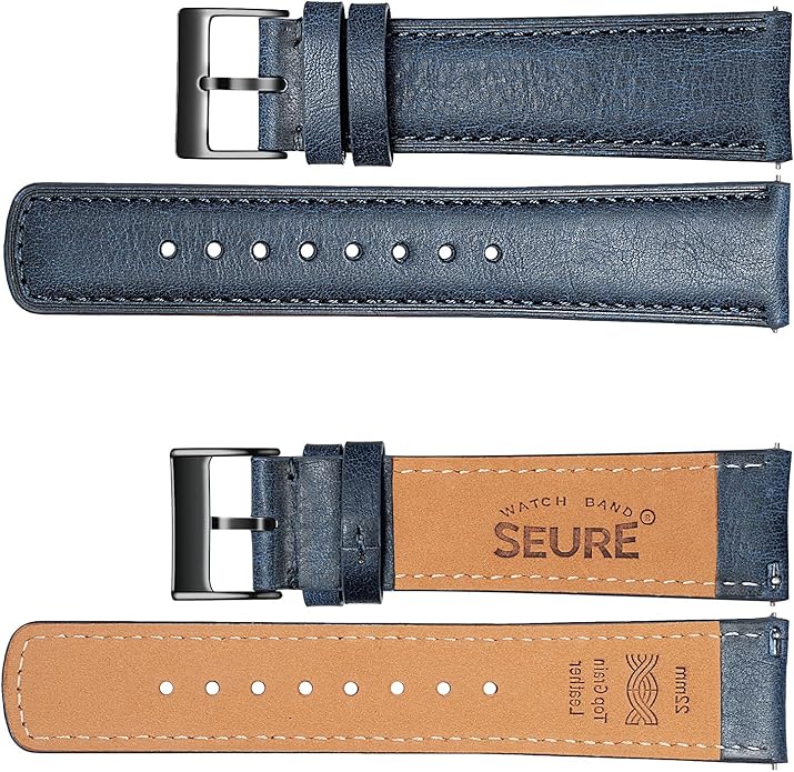 SEURE Quick Release Watch Band,Top Genuine Leather Watch Straps 19mm 20mm 21mm 22mm 24mm for Men and Women