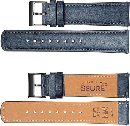 SEURE Quick Release Watch Band,Top Genuine Leather Watch Straps 19mm 20mm 21mm 22mm 24mm for Men and Women