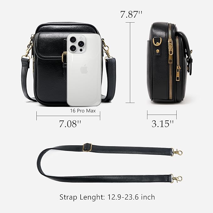 Small Messenger Bag Vegan Leather Crossbody Bag for Women Men, Vintage Cross Body Shoulder Purse with Card Slots
