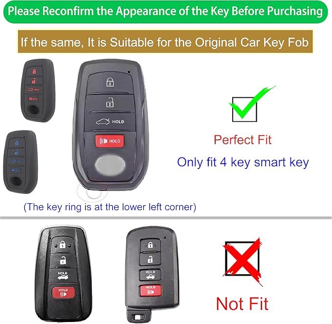 Key Fob Cover Fit for Toyota 2025-2026 Camry, Soft Silicone Key Shell Case Compatible with 2023-2026 Crown Corolla (Blue & Red Button)
