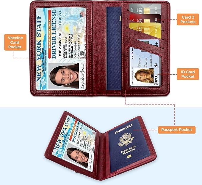 Passport Holder for Travel Essentials RFID Blocking Wallet Card Case PU Leather Passport Cover Women and Men (Pink)