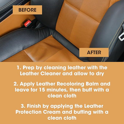 Furniture Clinic Leather Complete Restoration Kit | with Leather Recoloring Balm, Cleaner, 2-in-1 Protection Cream & Conditioner, Sponge, and Cloth | Repair Kit for Furniture (Light Grey)