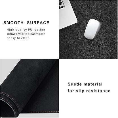 ZORESYN L-Shaped Gaming Desk Mat Mouse pad, Computer Corner Desk Pad, 55" Home Office Writing Desk Pad Protector, Large Waterproof PU Leather Corner Mousepad - Black, (140+137) x40cm