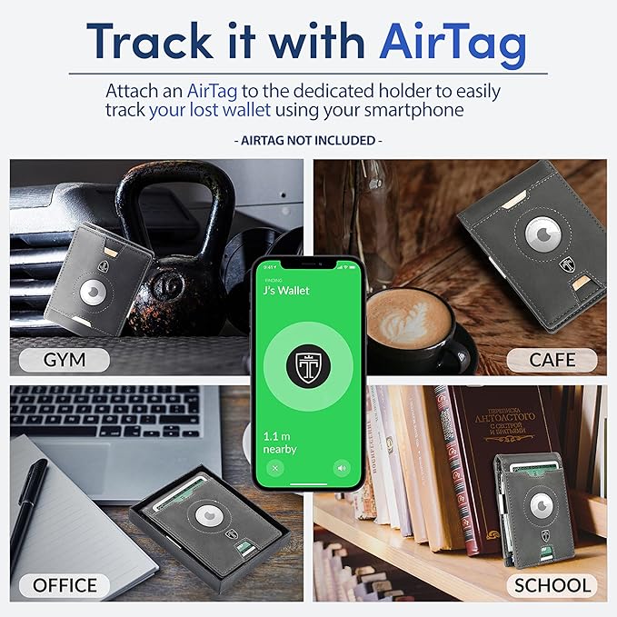 TRAVANDO AirTag* Wallet Mens Wallet with Money Clip Air Tag Wallet Card Holder RFID Blocking Bifold Gifts for Men