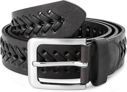 MILORDE Leather Braided Belts for Men, Handmade, Causal Woven Leather Jeans daily wear