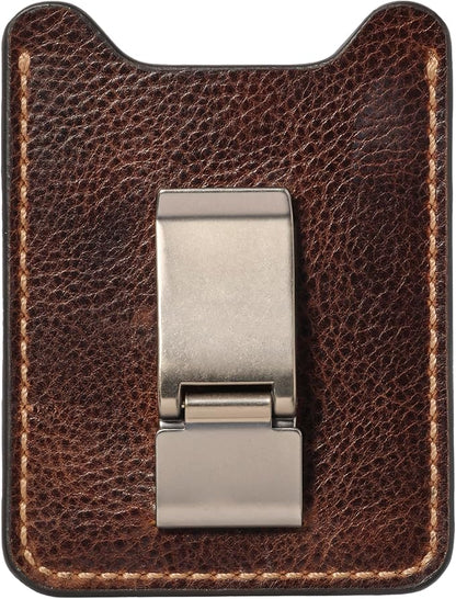 House of Jack Co. Wyatt Money Clip Wallet for Men, Slim Front Pocket Leather Card Holder, Ideal Gift For Men, Minimalist Full Grain Cowhide Wallet, Brown