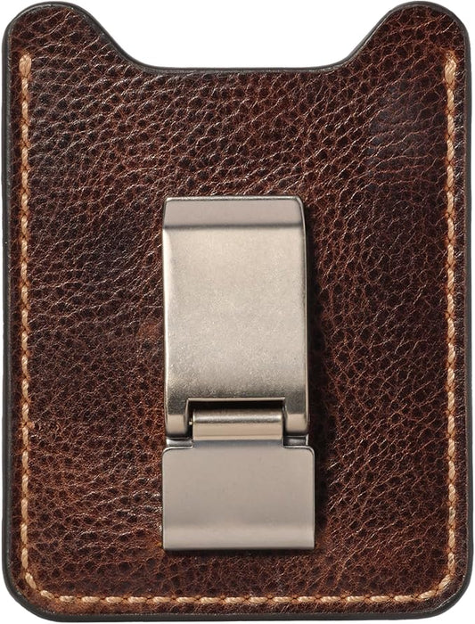 House of Jack Co. Wyatt Money Clip Wallet for Men, Slim Front Pocket Leather Card Holder, Ideal Gift For Men, Minimalist Full Grain Cowhide Wallet, Brown