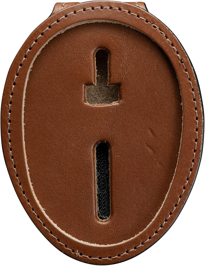 Shield Wallets Austin Texas Police Belt Badge Holder with Neck Chain Tan Leather (Cutout #603)